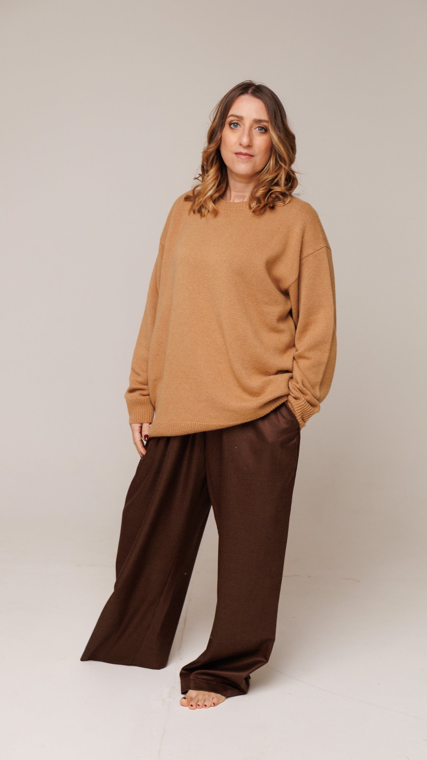 Pantalone Loungewear con Elastico in Vita - Lana 120s e Seta Made in Italy