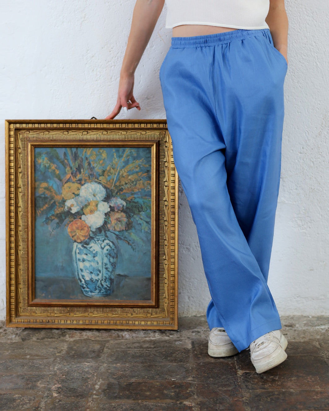 LOVE 44.44 — Pantalone Baggy in Seta e Lino — Manifattura Marchigiana, Made in Italy