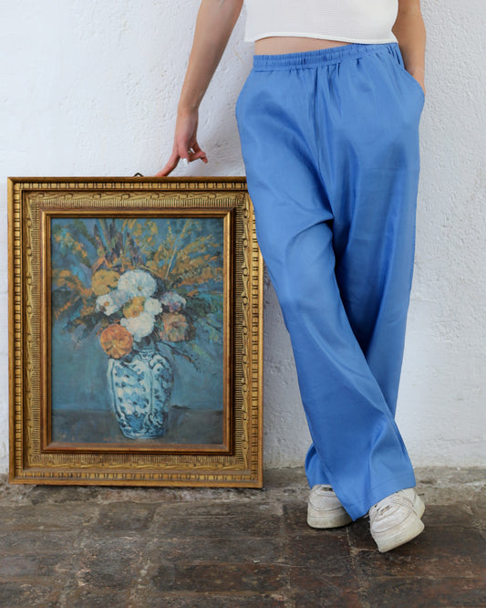 LOVE 44.44 — Pantalone Baggy in Seta e Lino — Manifattura Marchigiana, Made in Italy