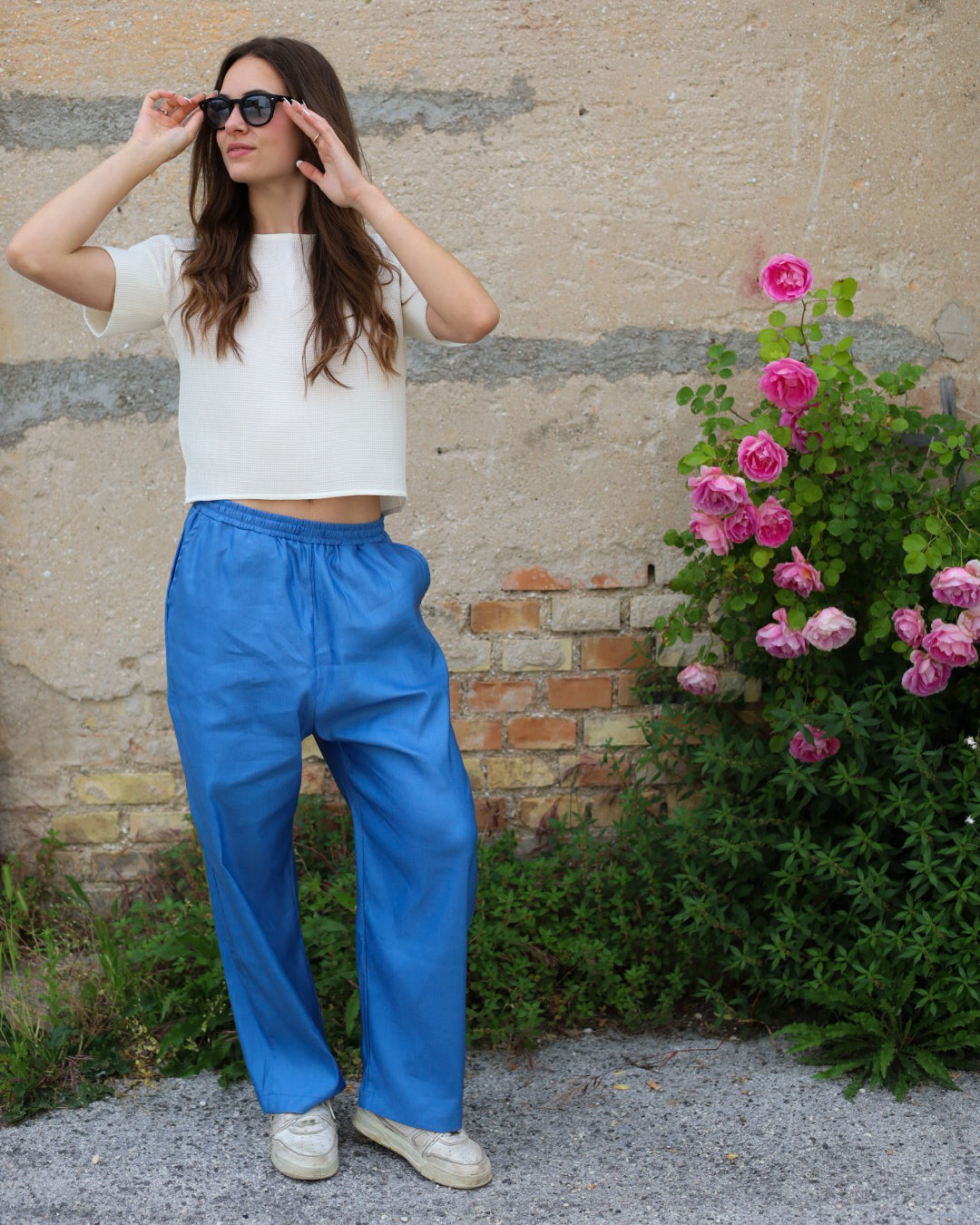 LOVE 44.44 — Pantalone Baggy in Seta e Lino — Manifattura Marchigiana, Made in Italy