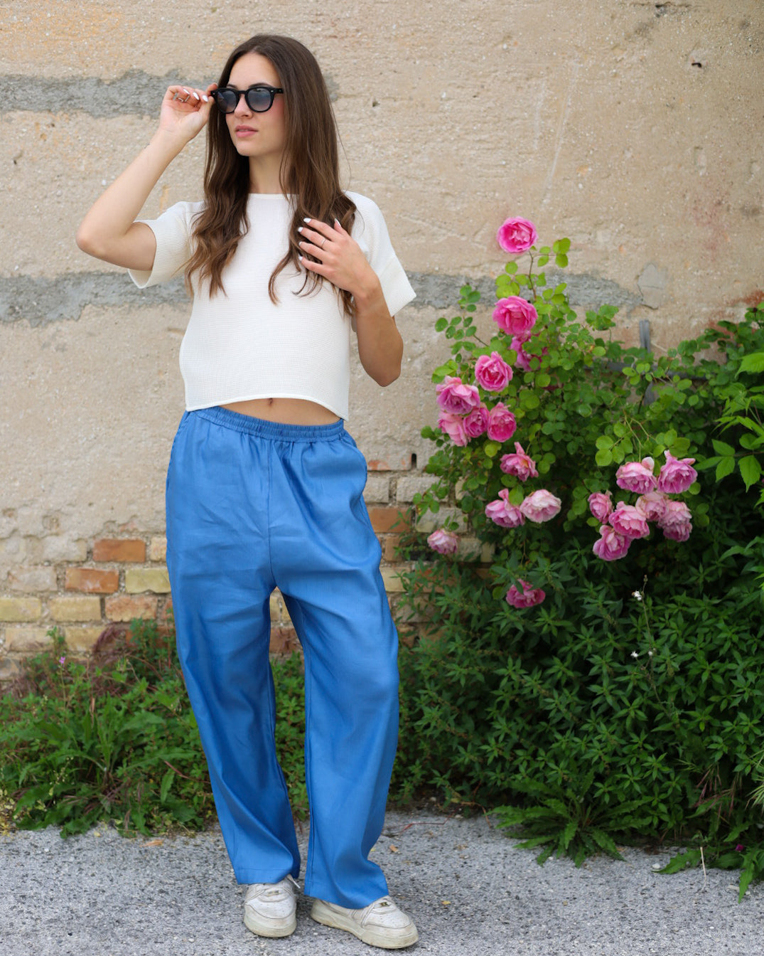 LOVE 44.44 — Pantalone Baggy in Seta e Lino — Manifattura Marchigiana, Made in Italy