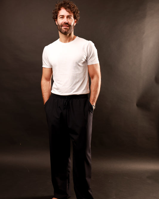 Pantalone Loungewear con Elastico in Vita - Lana 120s e Seta Made in Italy