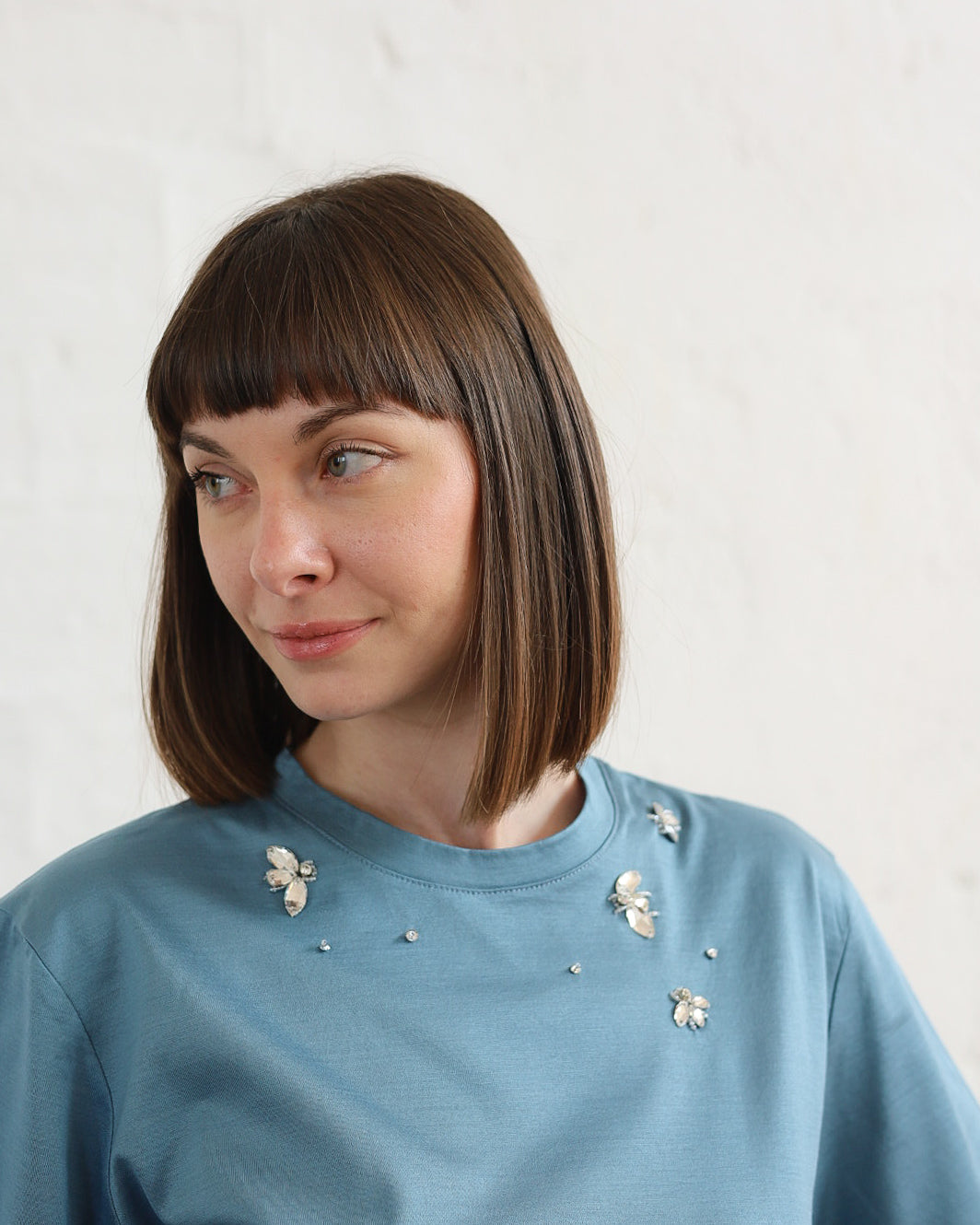 HY 33.33 — T-shirt in Cotone Filo di Scozia — Ricamo a Mano, Manifattura Made in Italy