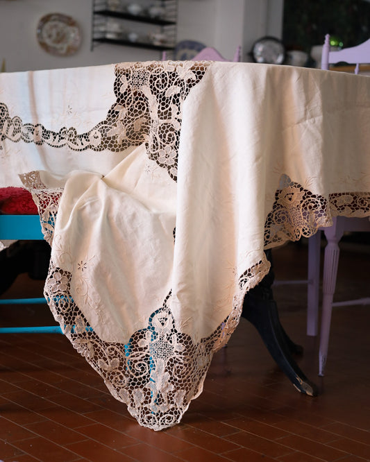 Copritavolo lino e pizzo burano