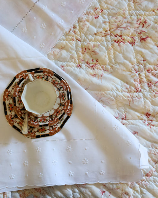 Lenzuolo matrimoniale in cotone con bordo ricamo san gallo