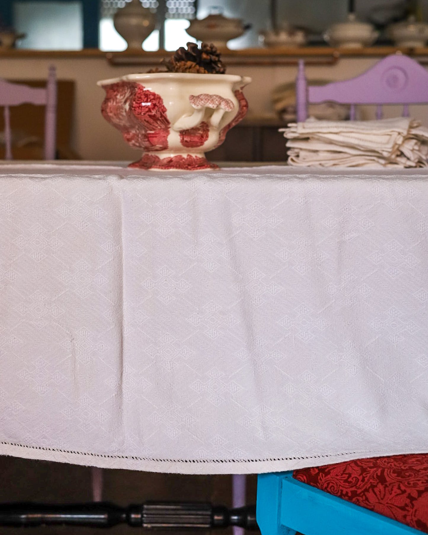 Tovaglia da cucina con 24 tovaglioli tessuta a mano