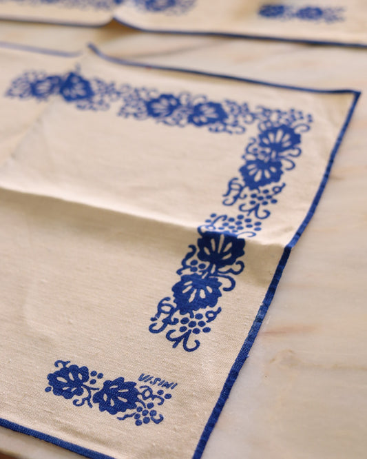 Coppia tovagliette da colazione con tovagliolo stampate a mano