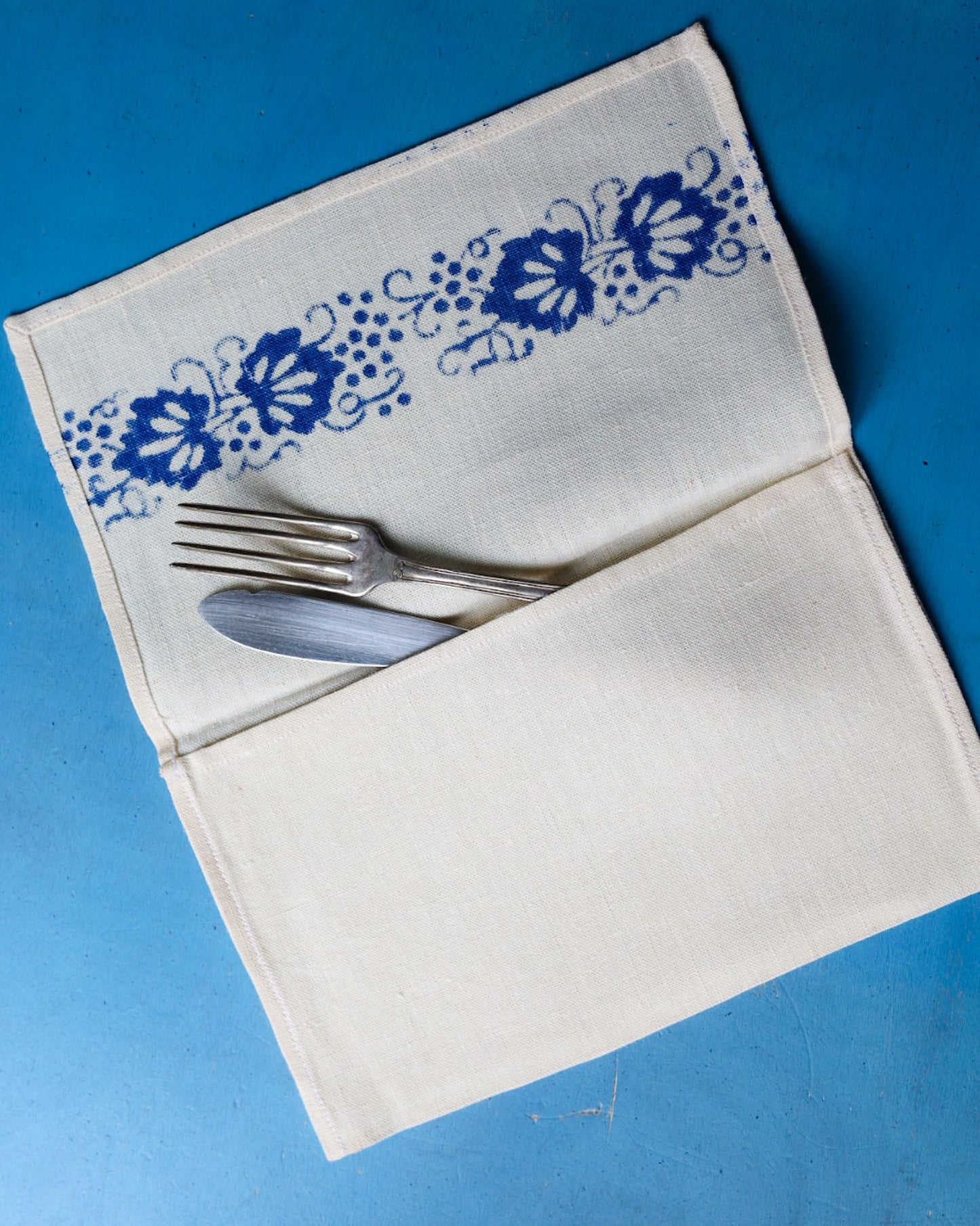 Set quattro portaposate in lino stampate a mano