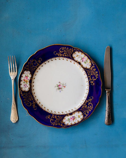 Set 4 piatti porcellana inglese dipinti a mano