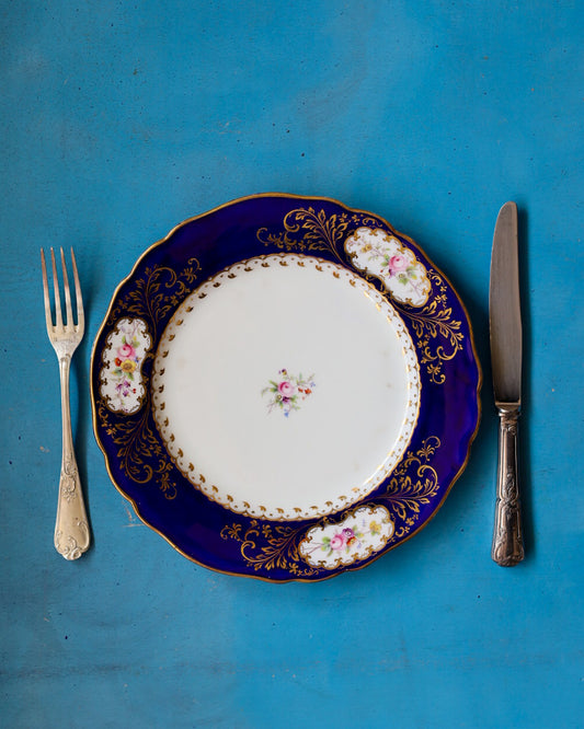 Set 4 piatti porcellana inglese dipinti a mano