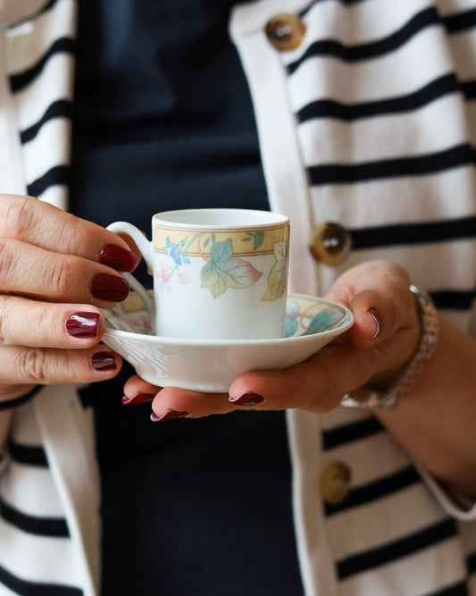 Servizio da caffè da 12 tazzine Richard Ginori Lago Impero decoro fiori pastello