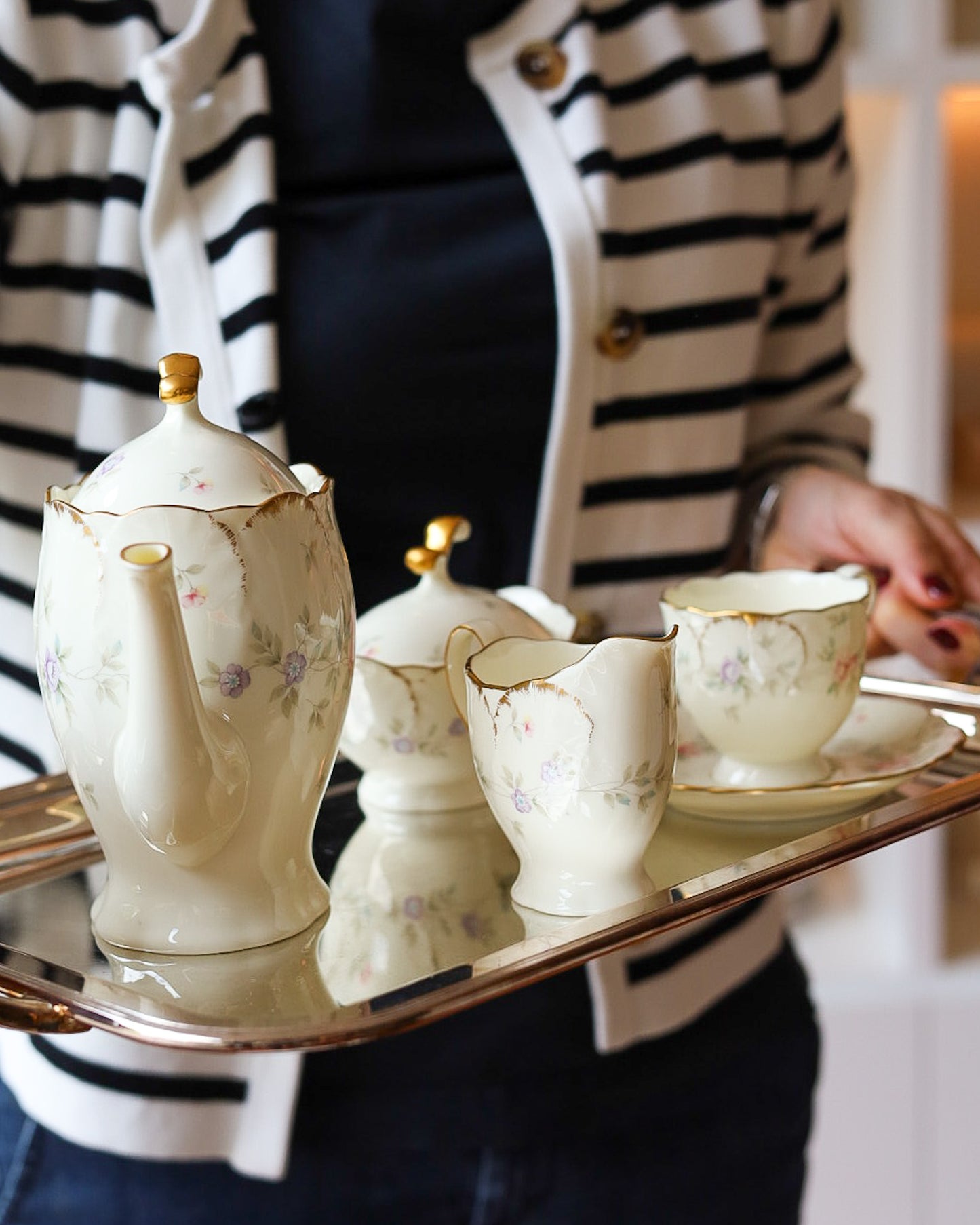 Servizio caffè in porcellana Giapponese Nerumi decoro Remembrance da 12 persone