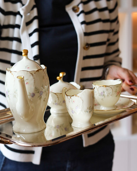 Servizio caffè in porcellana Giapponese Nerumi decoro Remembrance da 12 persone