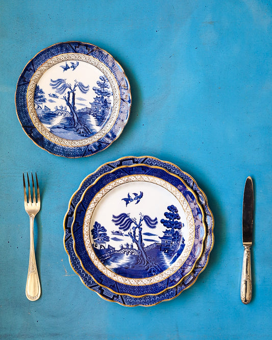 Set di piatti da 12 inglesi decoro willow
