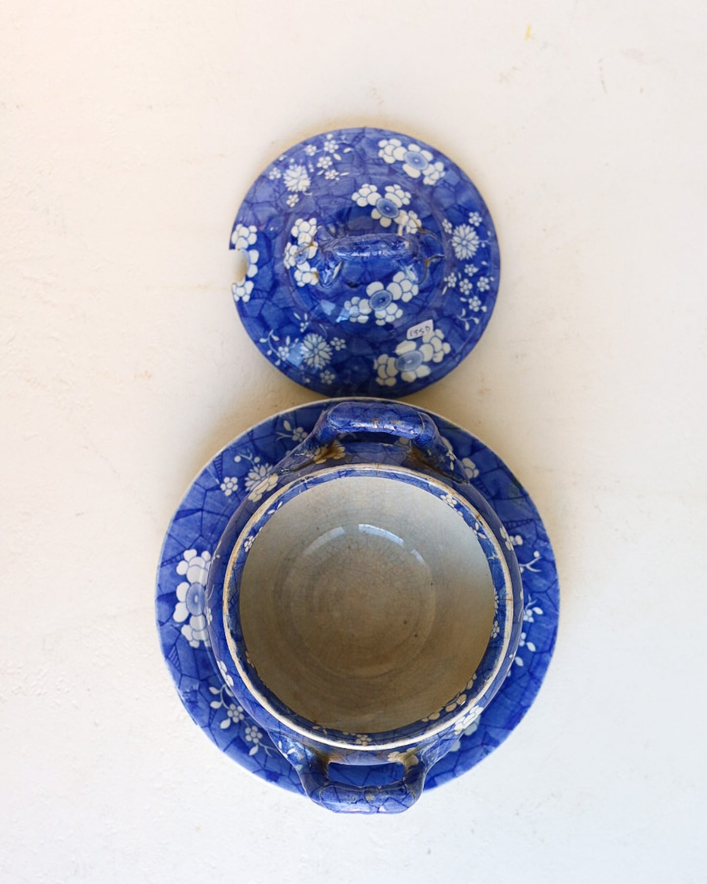 Salsiera Spode con fiori blu