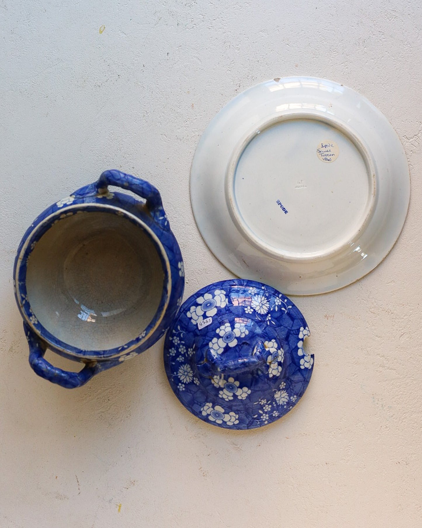 Salsiera Spode con fiori blu