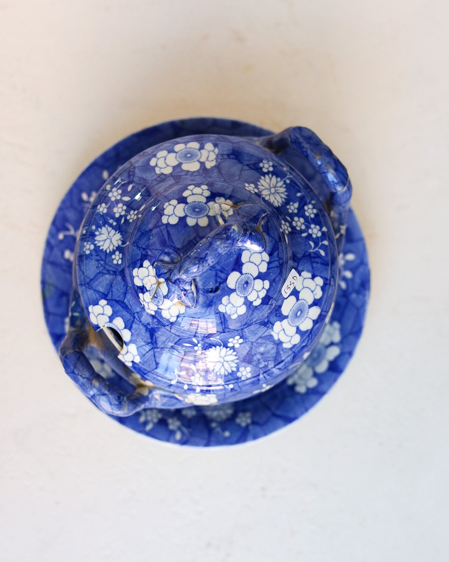 Salsiera Spode con fiori blu