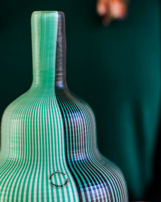Vaso verde a righe Venini