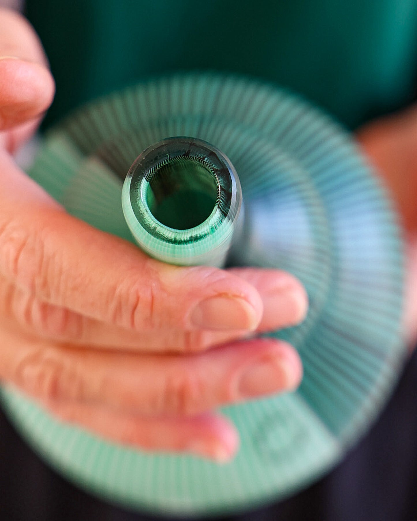 Vaso verde a righe Venini