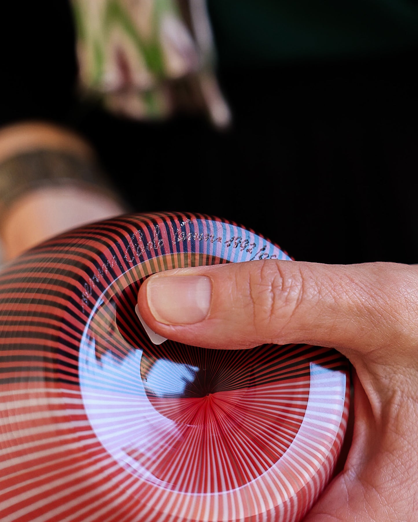 Vaso rosso a righe Venini