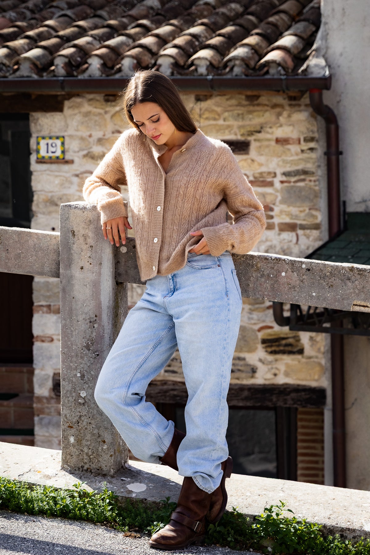 ROSA 24.24 — Cardigan in baby alpaca, cashmere e seta con bottoni in madreperla — Maglificio artigianale veneto, Made in Italy