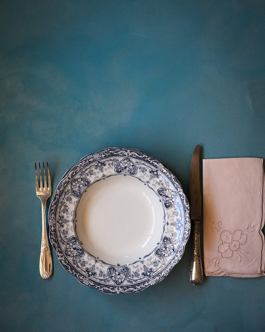 Servizio di piatti da 8 posti completi porcellana inglese decoro a transfer totale 40 pezzi