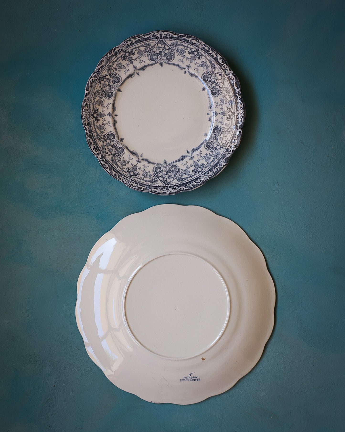 Servizio di piatti da 8 posti completi porcellana inglese decoro a transfer totale 40 pezzi