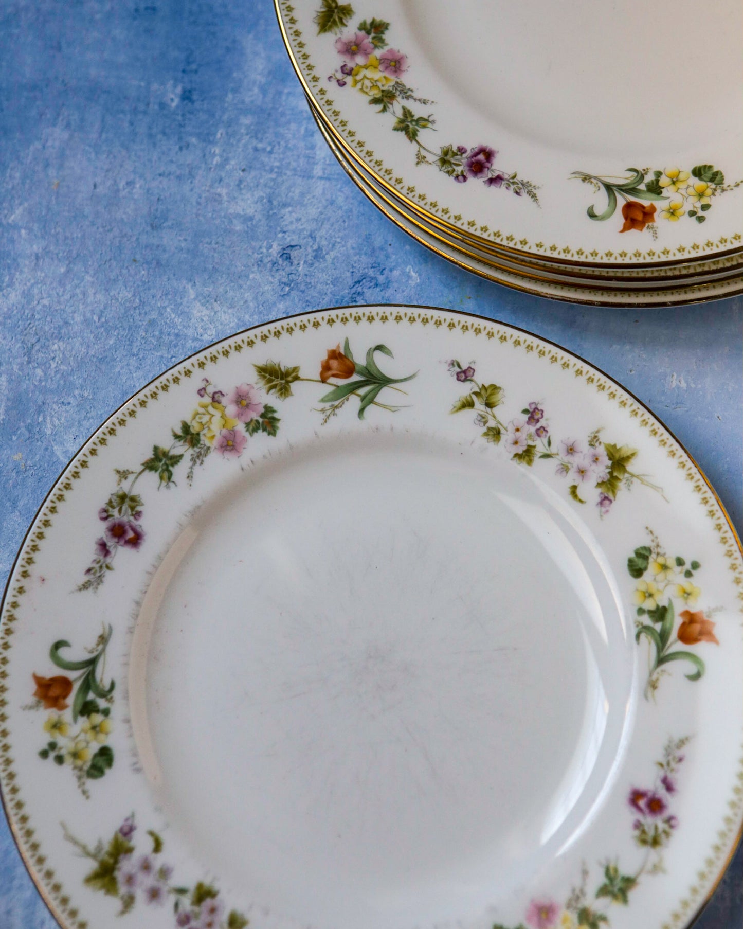 Set cinque piatti piani da dolce wedgwood decoro mirabelle