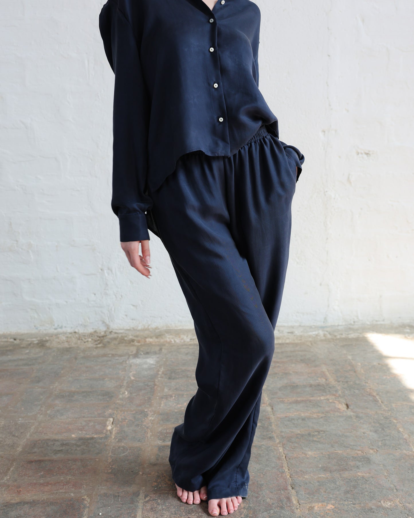 Completo in Twill di Pura Seta — Camicia + Pantalone — Manifattura Artigianale Made in Italy