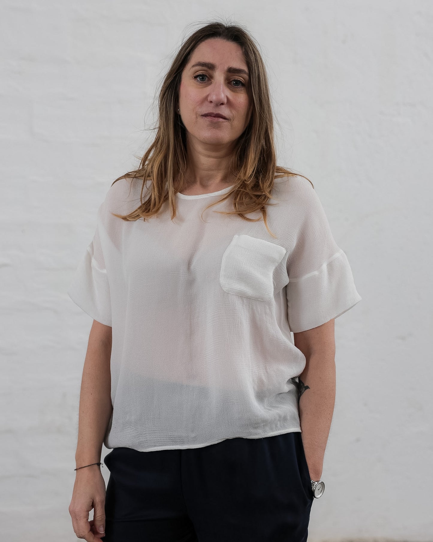 LOVE 35.35 — T-shirt in Tripla Georgette di Pura Seta — Manifattura Marchigiana, Made in Italy