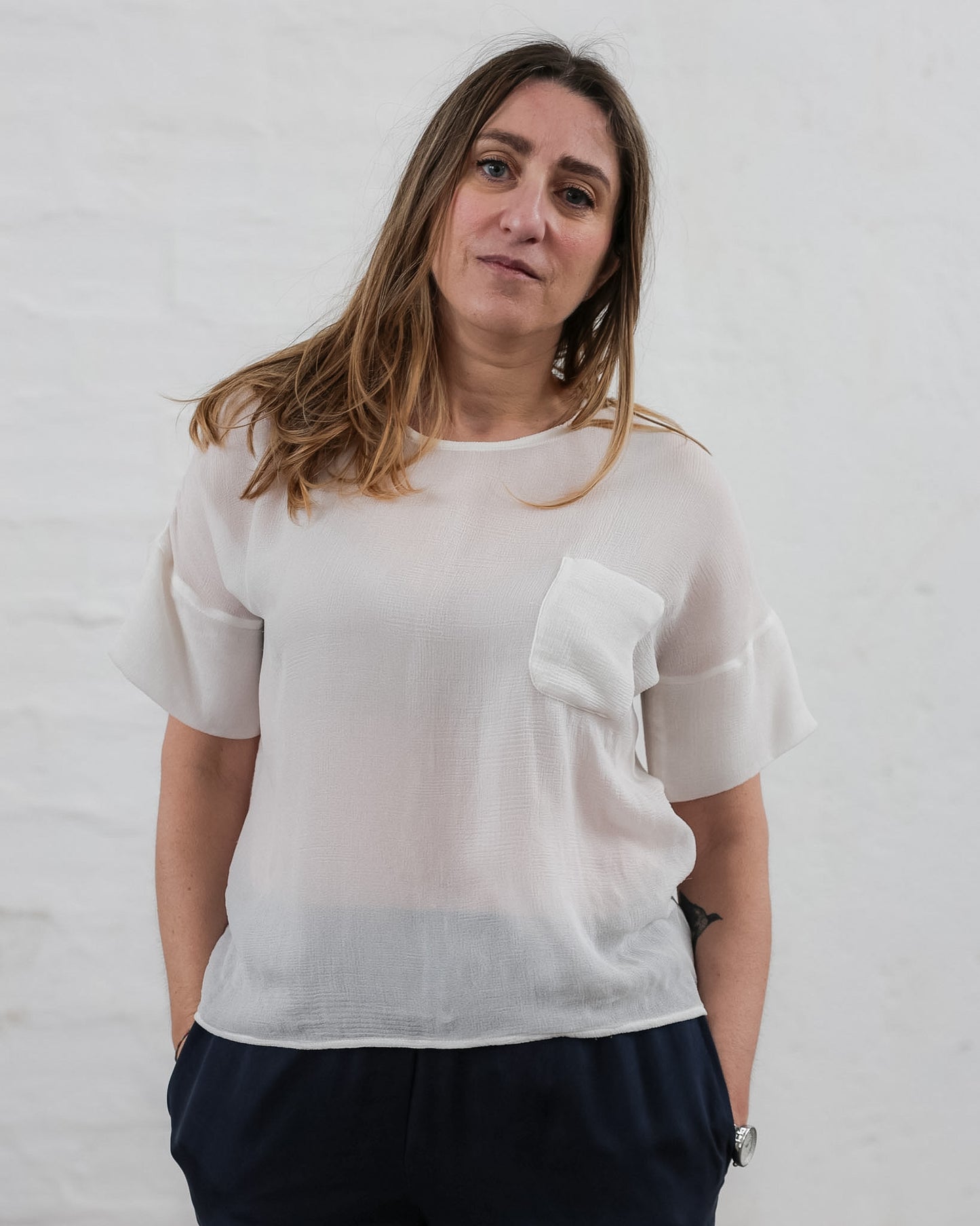 LOVE 35.35 — T-shirt in Tripla Georgette di Pura Seta — Manifattura Marchigiana, Made in Italy