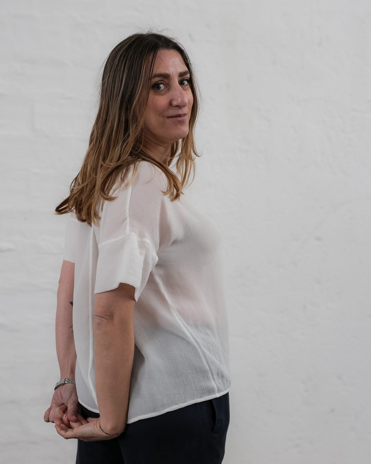 LOVE 35.35 — T-shirt in Tripla Georgette di Pura Seta — Manifattura Marchigiana, Made in Italy