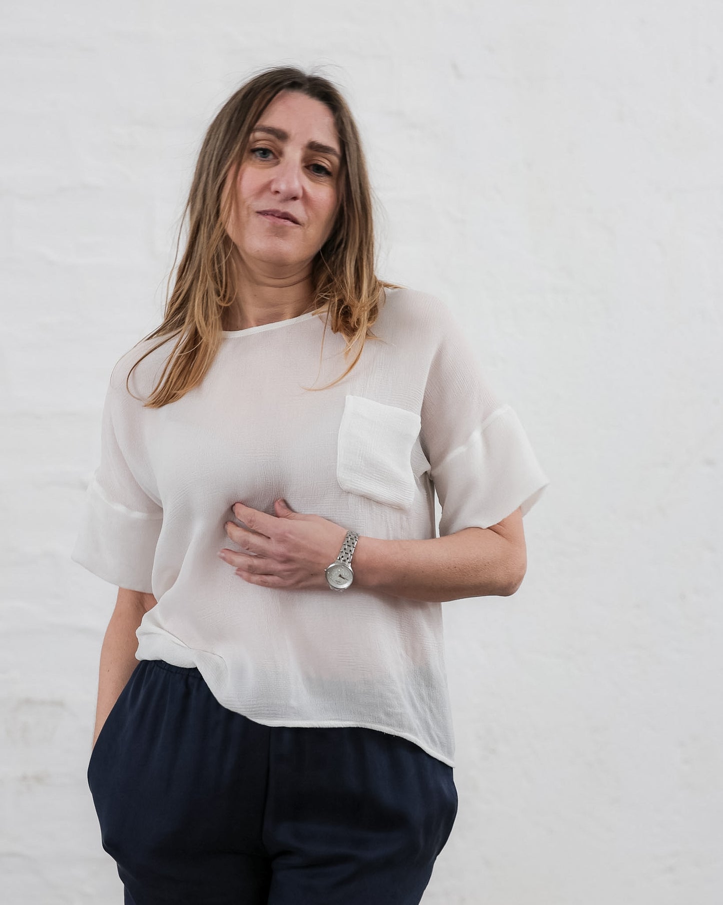 LOVE 35.35 — T-shirt in Tripla Georgette di Pura Seta — Manifattura Marchigiana, Made in Italy