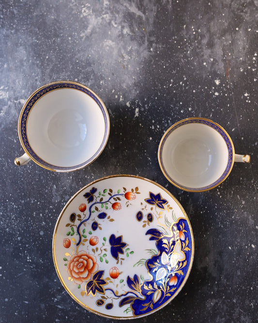 True tris tazze inglesi metà 800 dipinte a mano decoro orientale