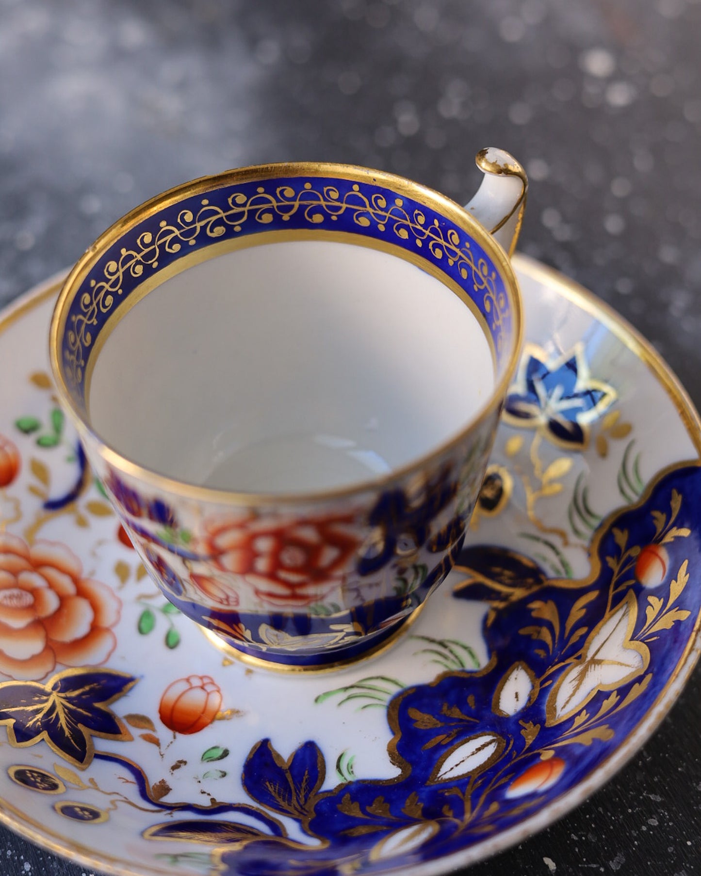 True tris tazze inglesi metà 800 dipinte a mano decoro orientale