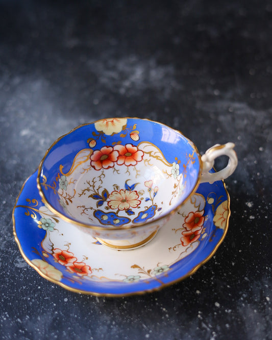 tazza antica primi 800 dipinta a mano bordo celeste