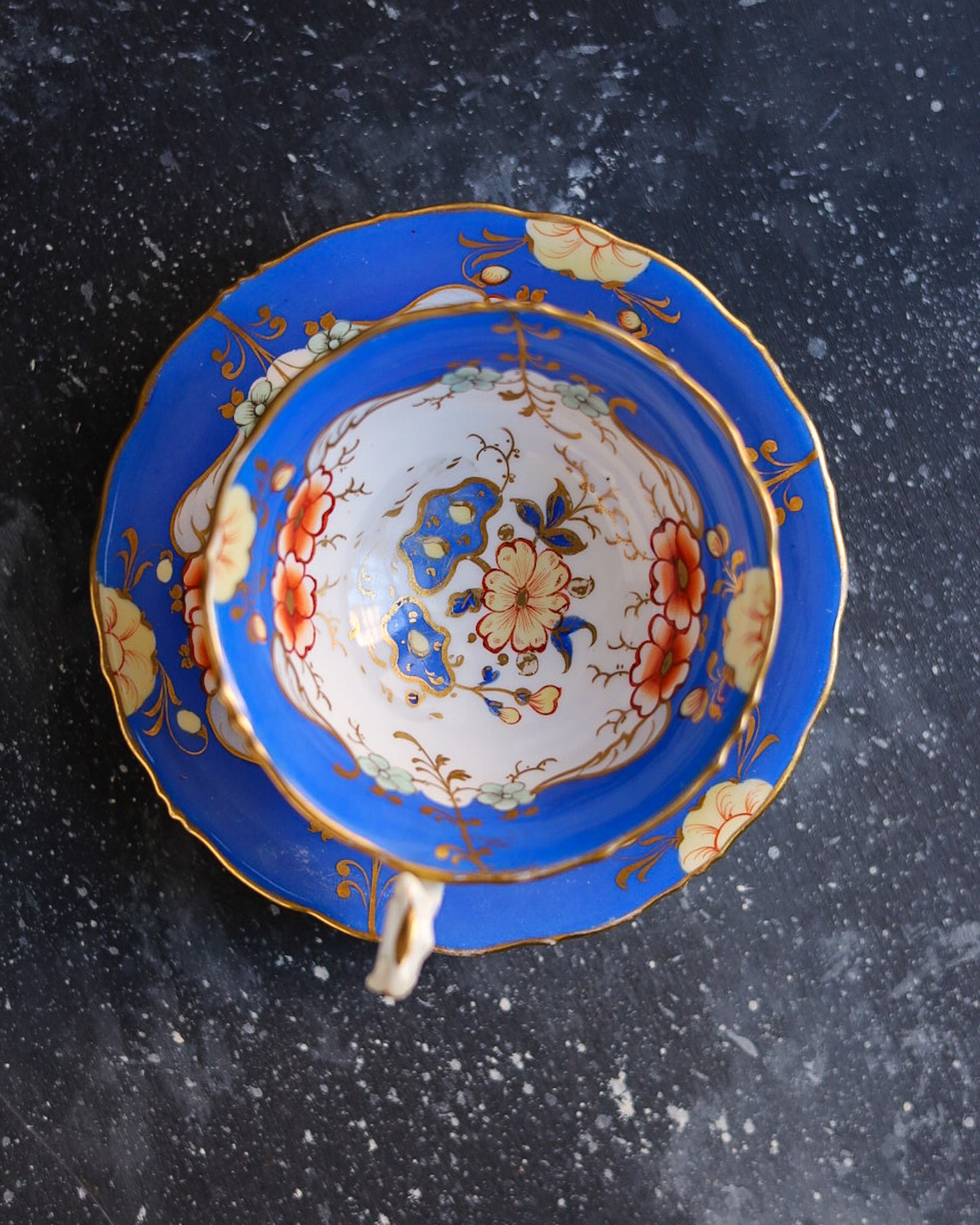 tazza antica primi 800 dipinta a mano bordo celeste