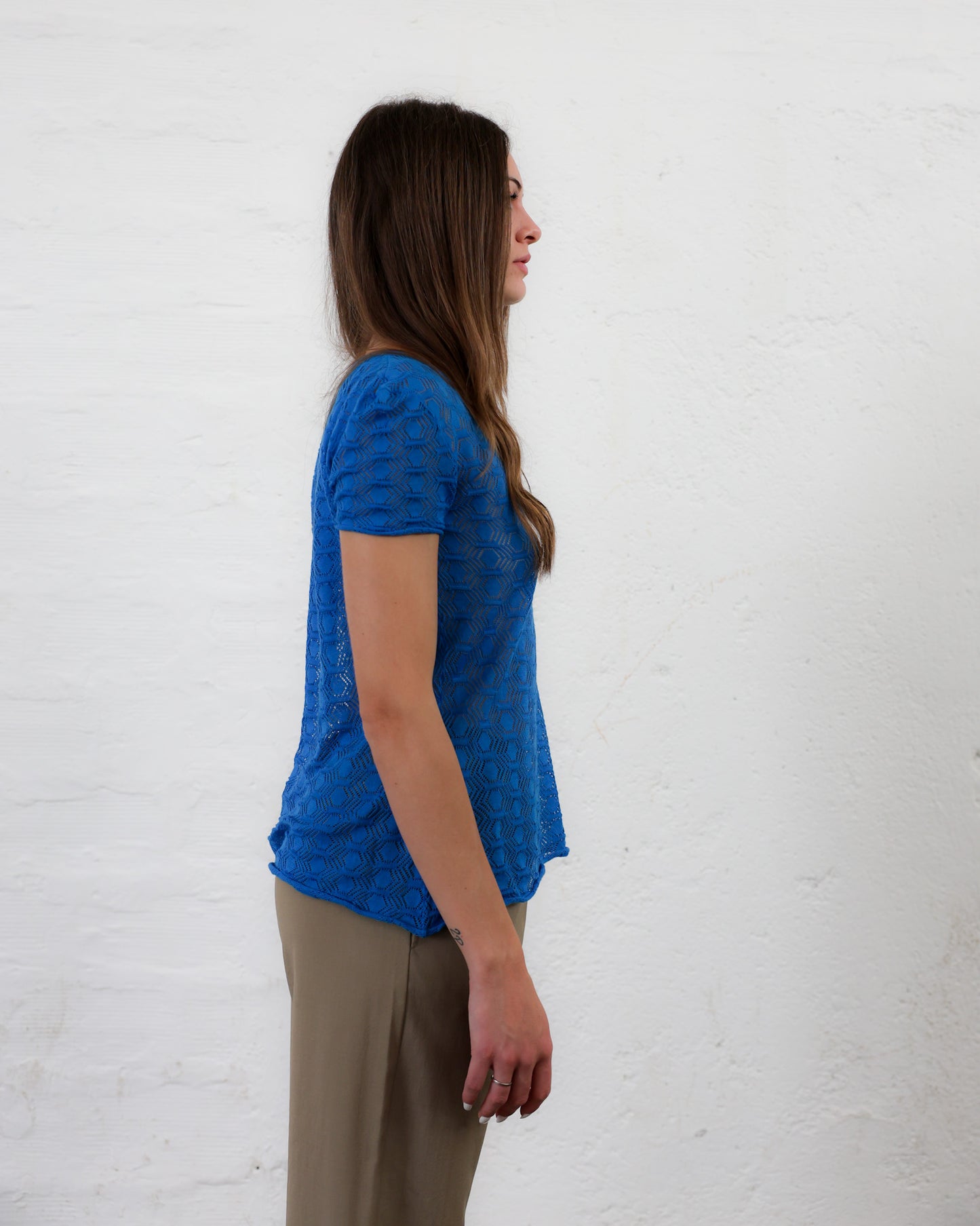 LOVE 24.24 — Top Traforato in Lana Merino e Seta — Filato Cariaggi, Maglificio Veneto, Made in Italy
