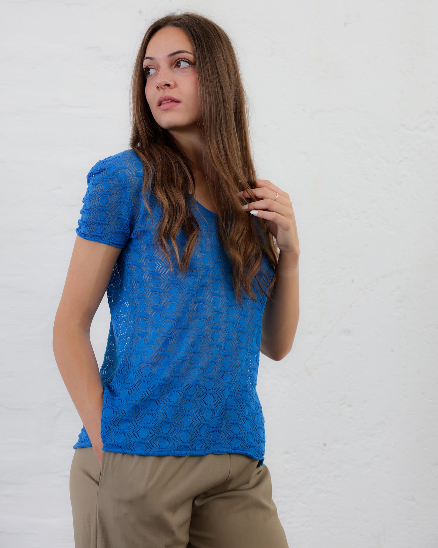 LOVE 24.24 — Top Traforato in Lana Merino e Seta — Filato Cariaggi, Maglificio Veneto, Made in Italy