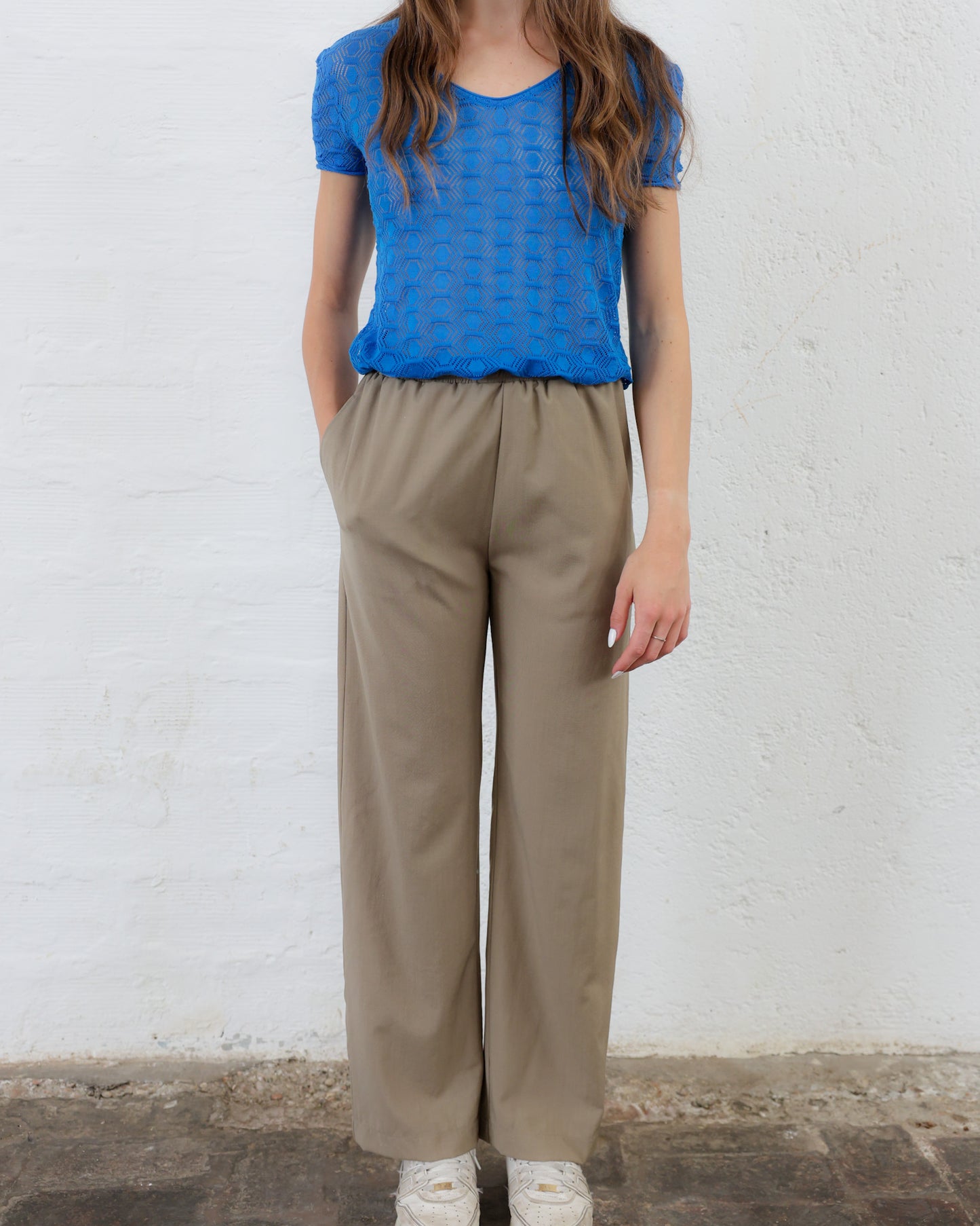 —LOVE 46.46 — Pantalone in fresco lana — Manifattura Marchigiana, Made in Italy Manifattura Artigianale Made in Italy