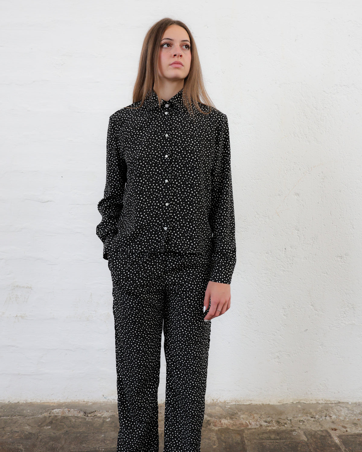 Cecilia 42.42 — Pantalone in Pura Seta Maroccain Stampata — Manifattura Marchigiana, Made in Italy