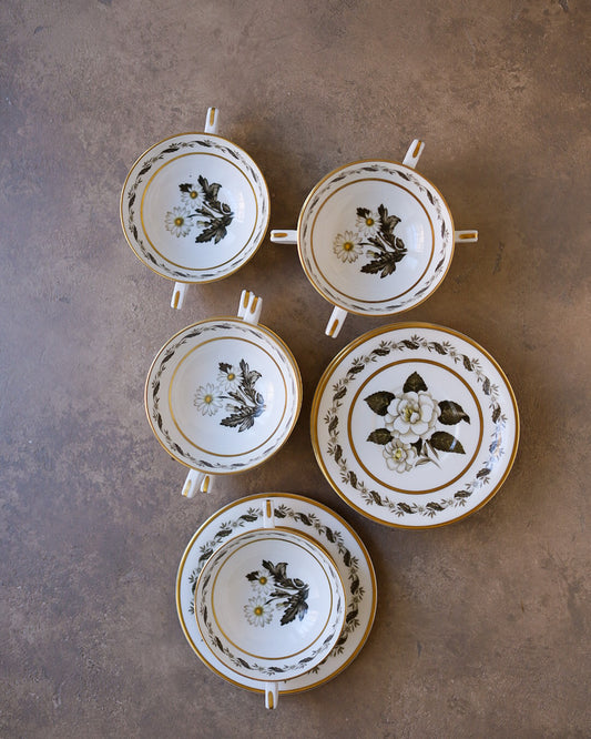 Servizio da Brodo in Porcellana Royal Worcester — Decoro "Bernina" — XX Secolo