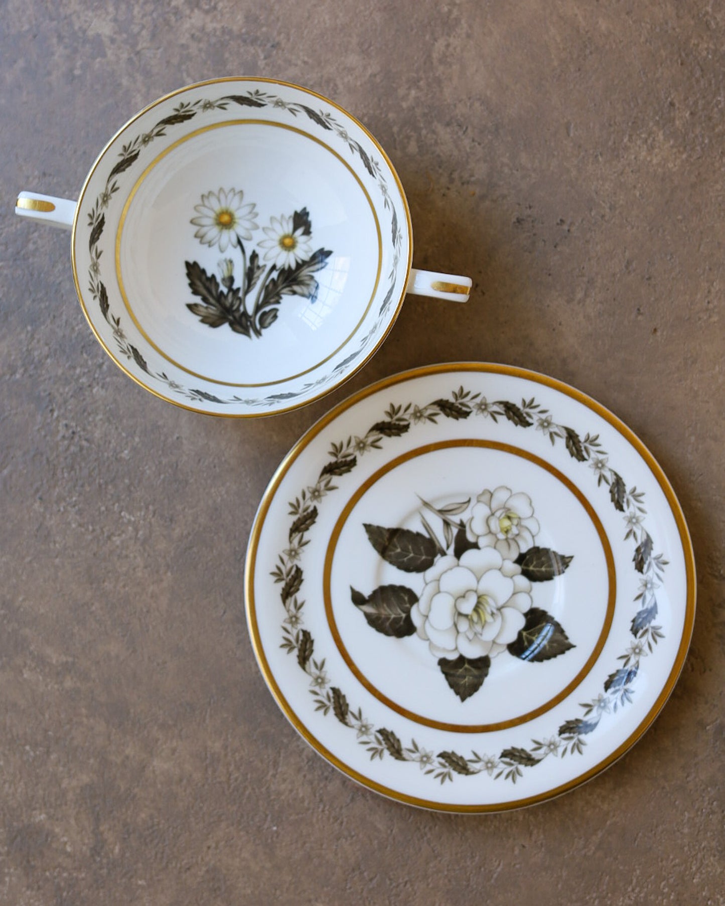 Servizio da Brodo in Porcellana Royal Worcester — Decoro "Bernina" — XX Secolo