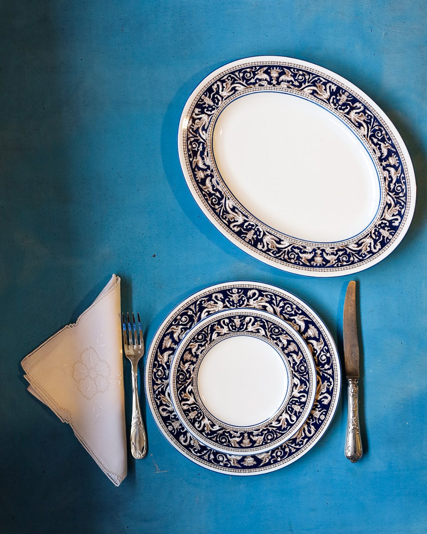 Servizio di piatti Wedgwood Florentine blu w1956