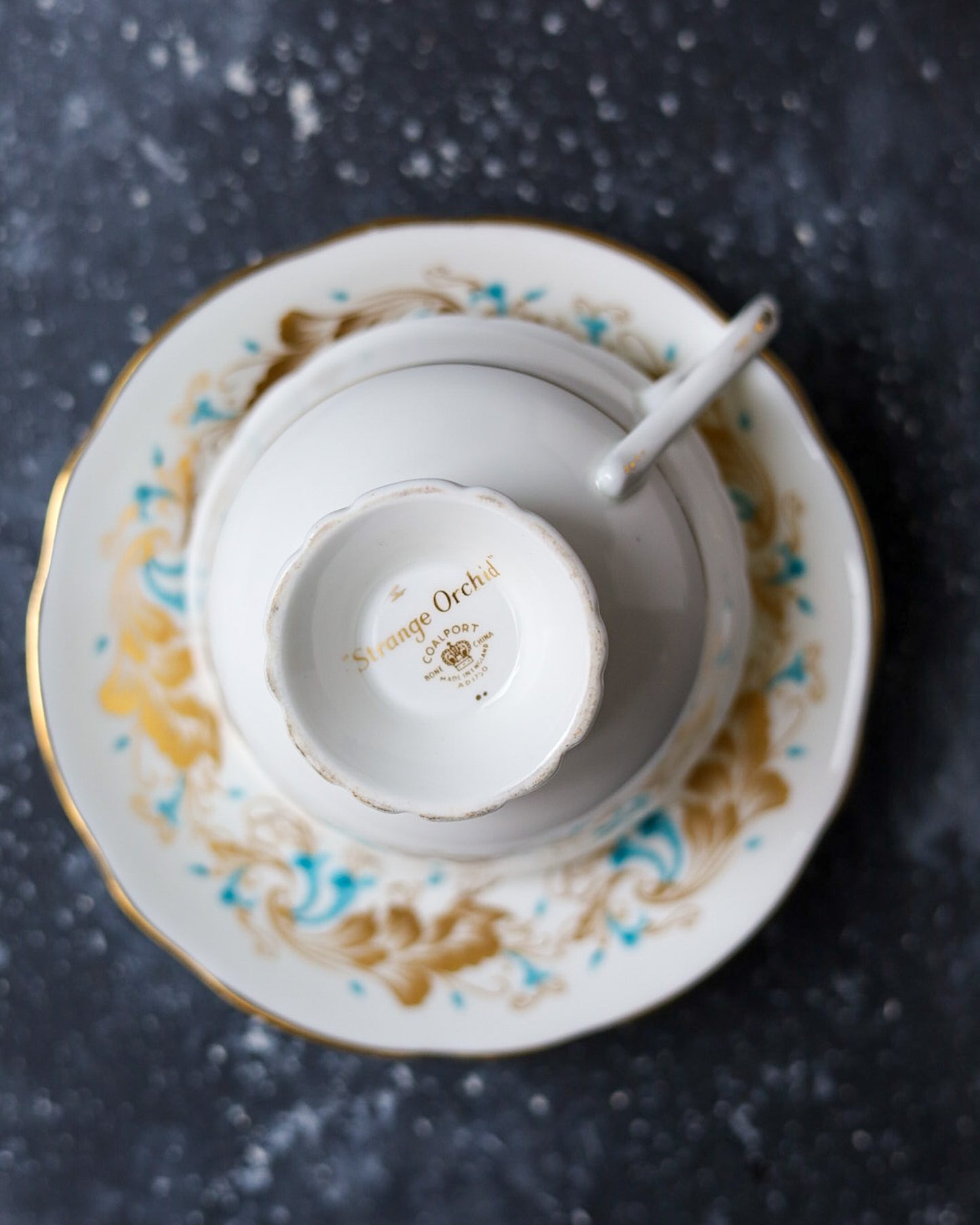 Servizio di piatti con tazze Coalport decoro Strange Orchid