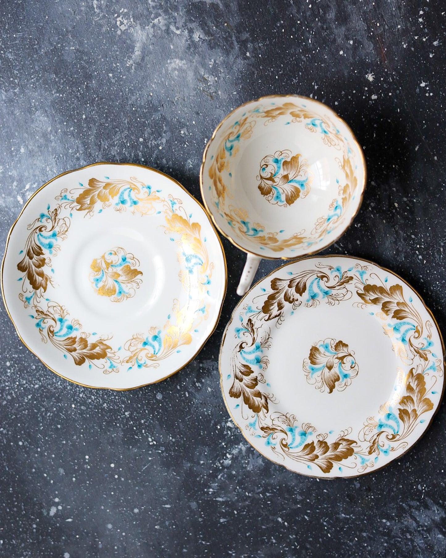 Servizio di piatti con tazze Coalport decoro Strange Orchid