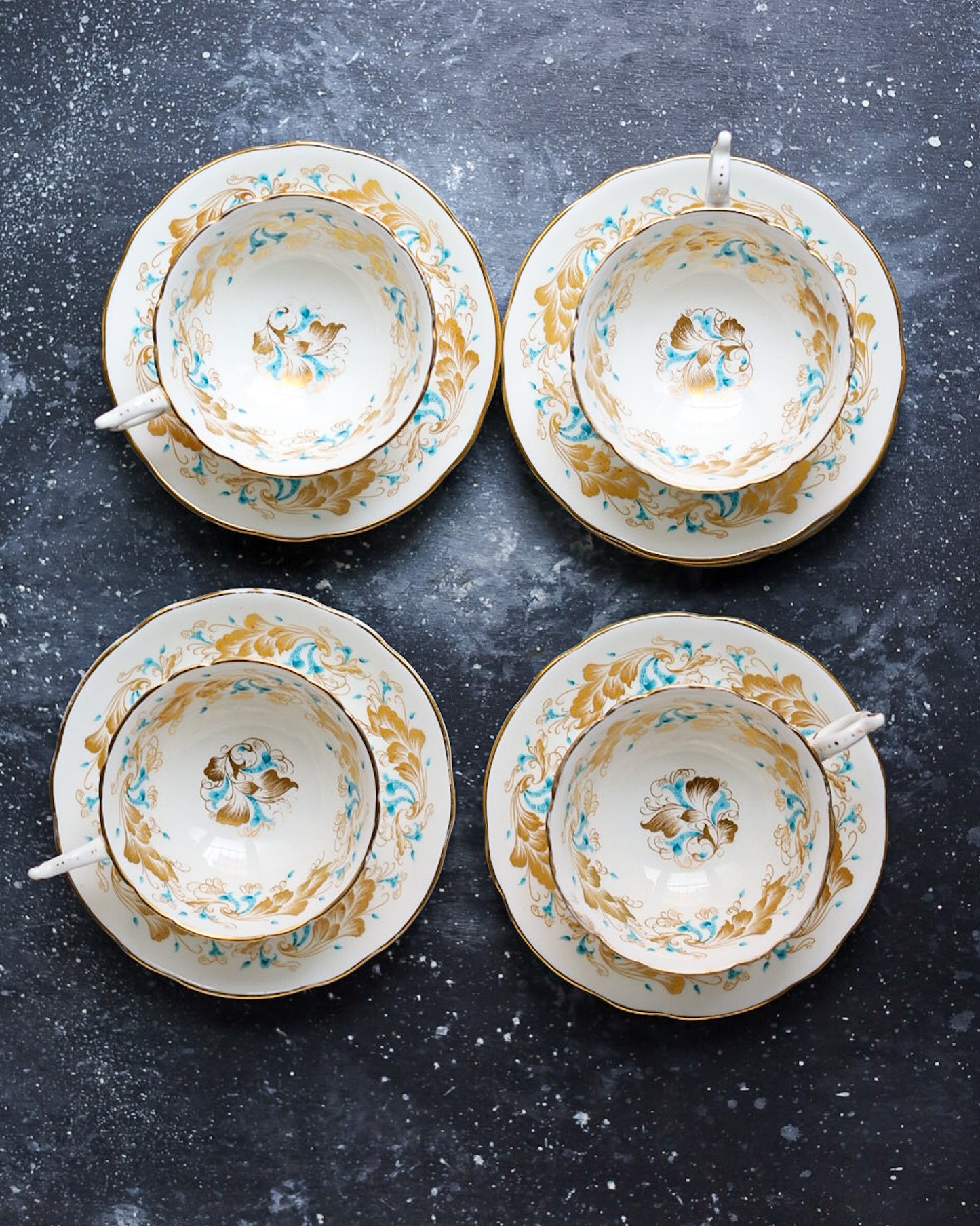 Servizio di piatti con tazze Coalport decoro Strange Orchid