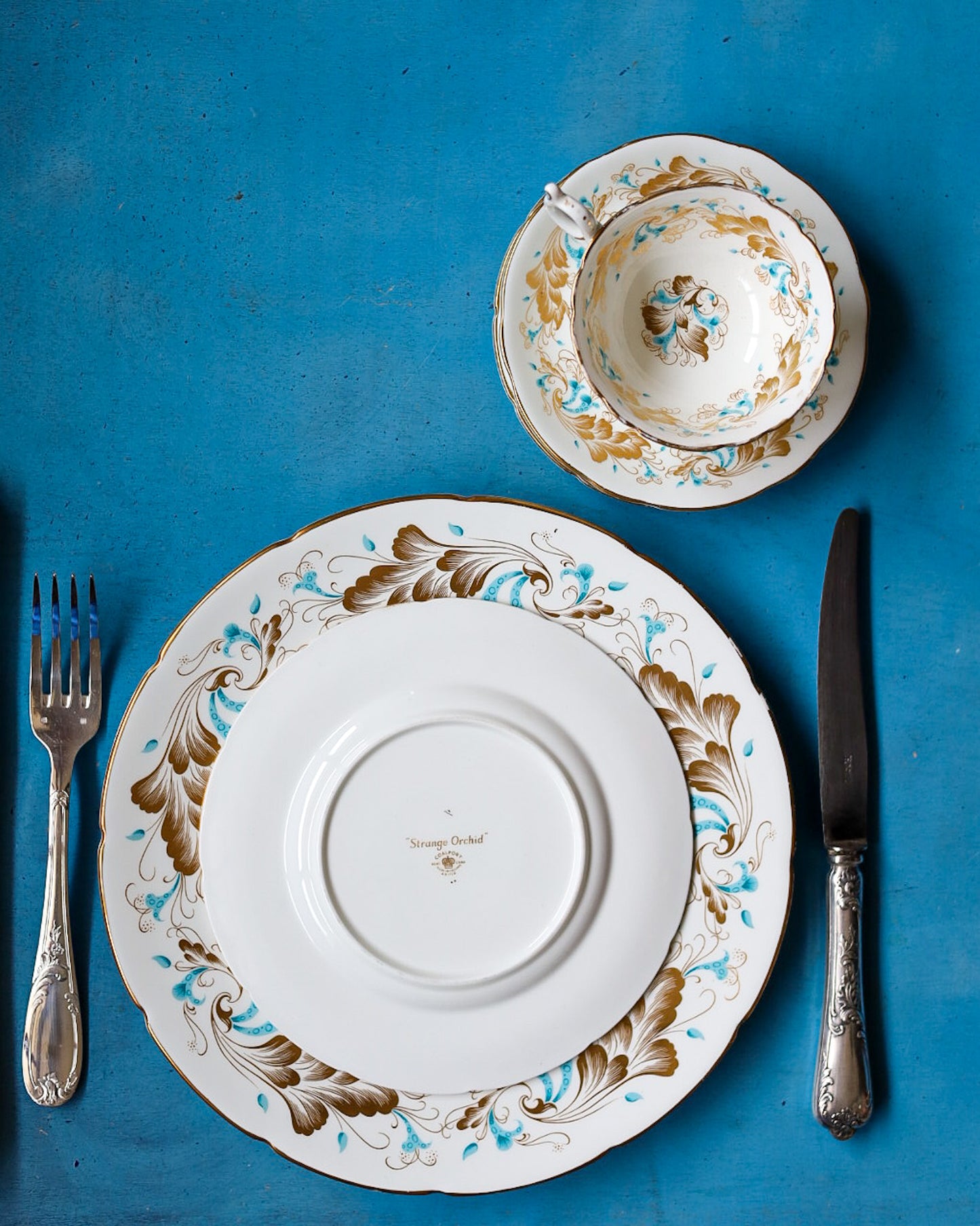 Servizio di piatti con tazze Coalport decoro Strange Orchid