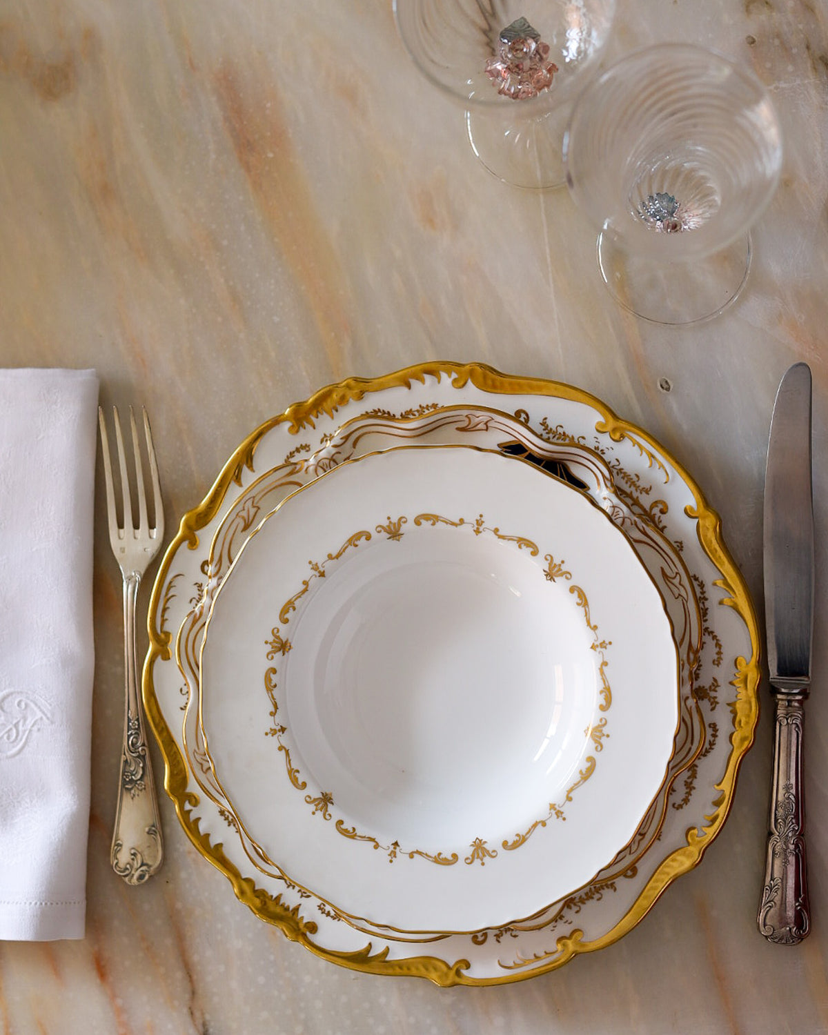 Coppia di Posti Tavola "Mix and Match" — Royal Worcester e Coalport — Porcellana Inglese Fine Bone China