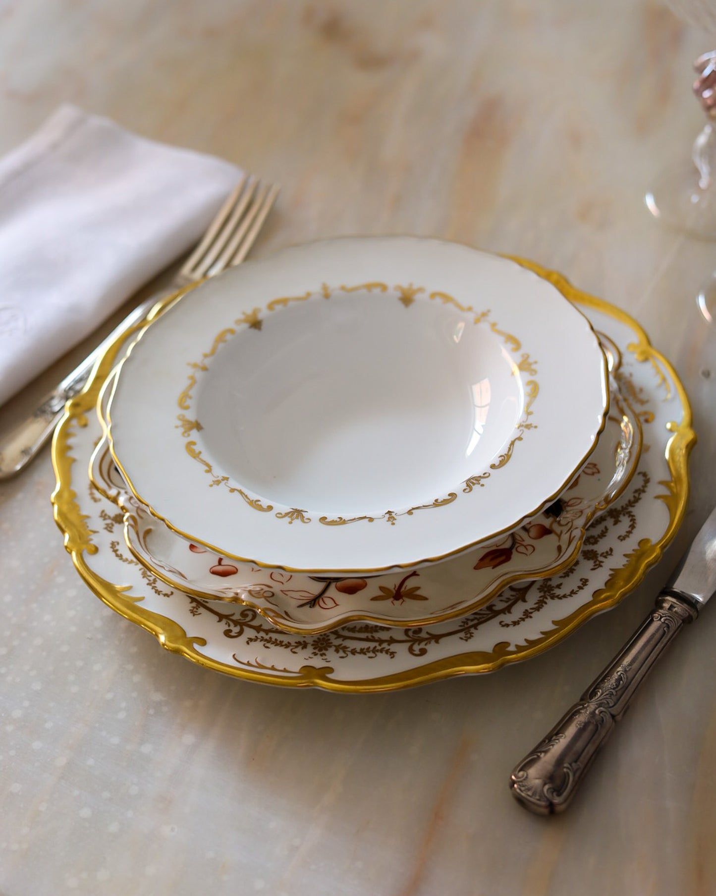 Coppia di Posti Tavola "Mix and Match" — Royal Worcester e Coalport — Porcellana Inglese Fine Bone China